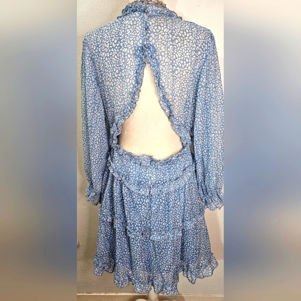 BLUE TIERED RUFFLE DRESS - Picture 5 of 10